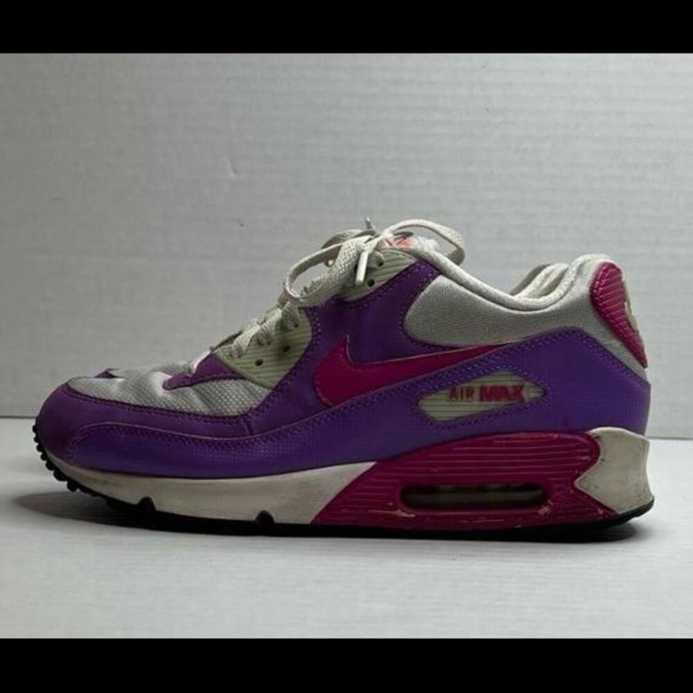 NIKE Air Max 90 LTR White Pure Purple GS Youth Running Shoes 7Y CD6864-128